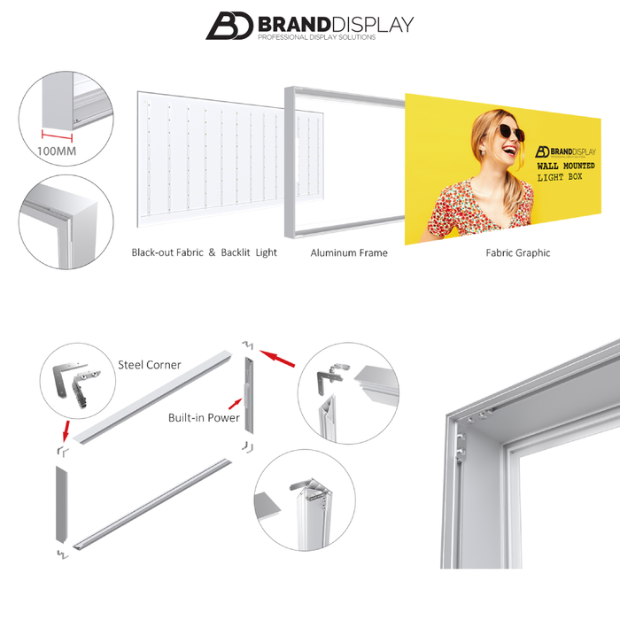 Custom Size Wall Mounted Light Box Aluminium